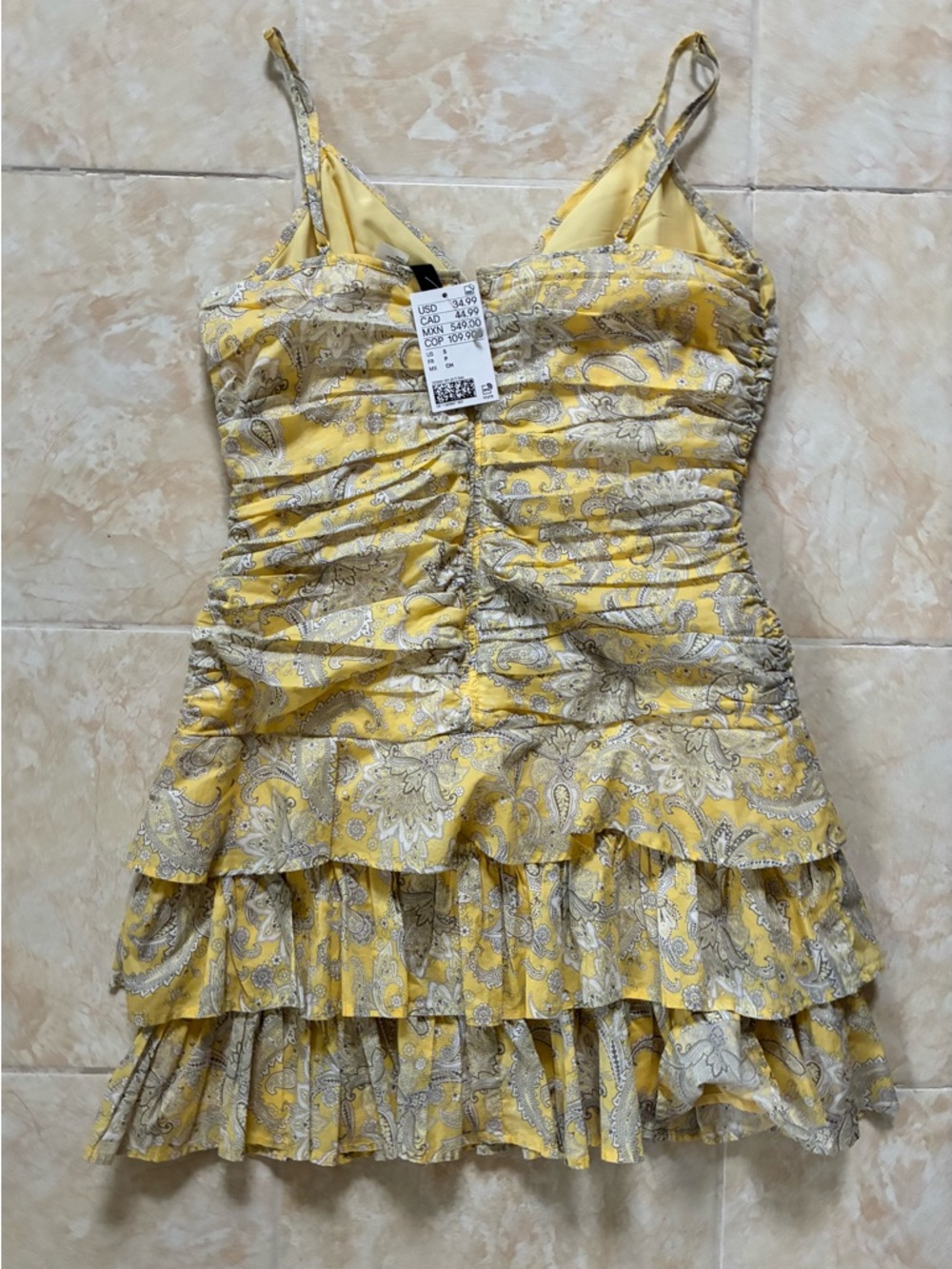 NEW Yellow Paisley Ruffle Sundress - Spaghetti Strap Summer Dress - Picture 4 of 4